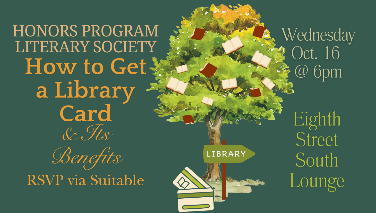 Flyer for the 10/16 Honors Program Literary Society meeting