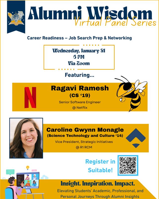 Ad for the January 2026 Alumni Wisdom panel