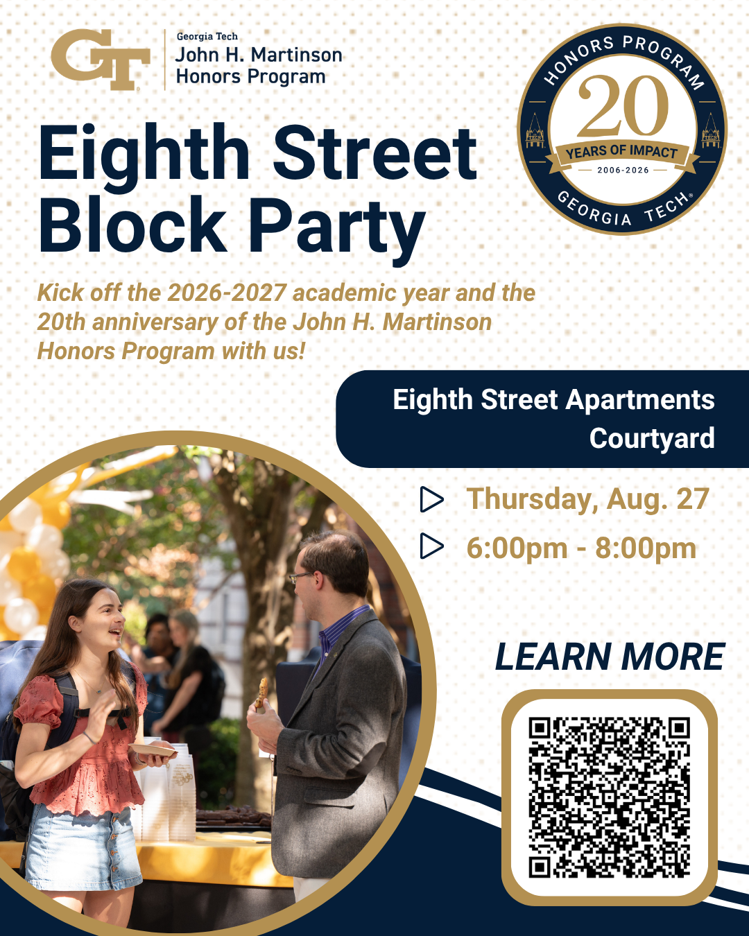 Flyer for the JMHP Eighth Street Block Party on August 27, 2026 